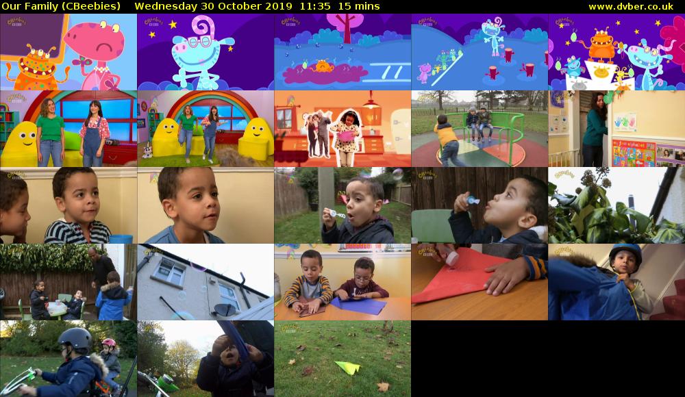 Our Family (CBeebies) Wednesday 30 October 2019 11:35 - 11:50