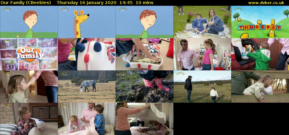 Our Family (CBeebies) Thursday 16 January 2020 14:45 - 14:55