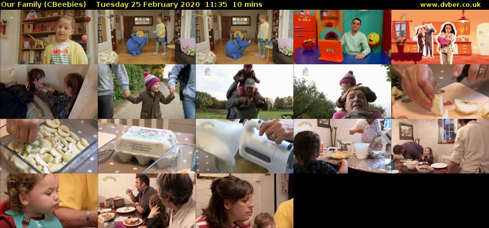 Our Family (CBeebies) Tuesday 25 February 2020 11:35 - 11:45