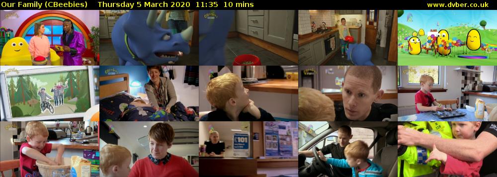 Our Family (CBeebies) Thursday 5 March 2020 11:35 - 11:45