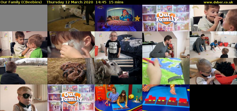 Our Family (CBeebies) Thursday 12 March 2020 14:45 - 15:00