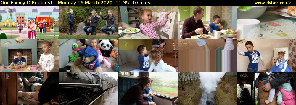 Our Family (CBeebies) Monday 16 March 2020 11:35 - 11:45