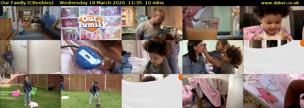 Our Family (CBeebies) Wednesday 18 March 2020 11:35 - 11:45