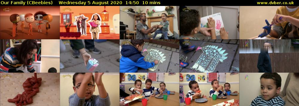 Our Family (CBeebies) Wednesday 5 August 2020 14:50 - 15:00