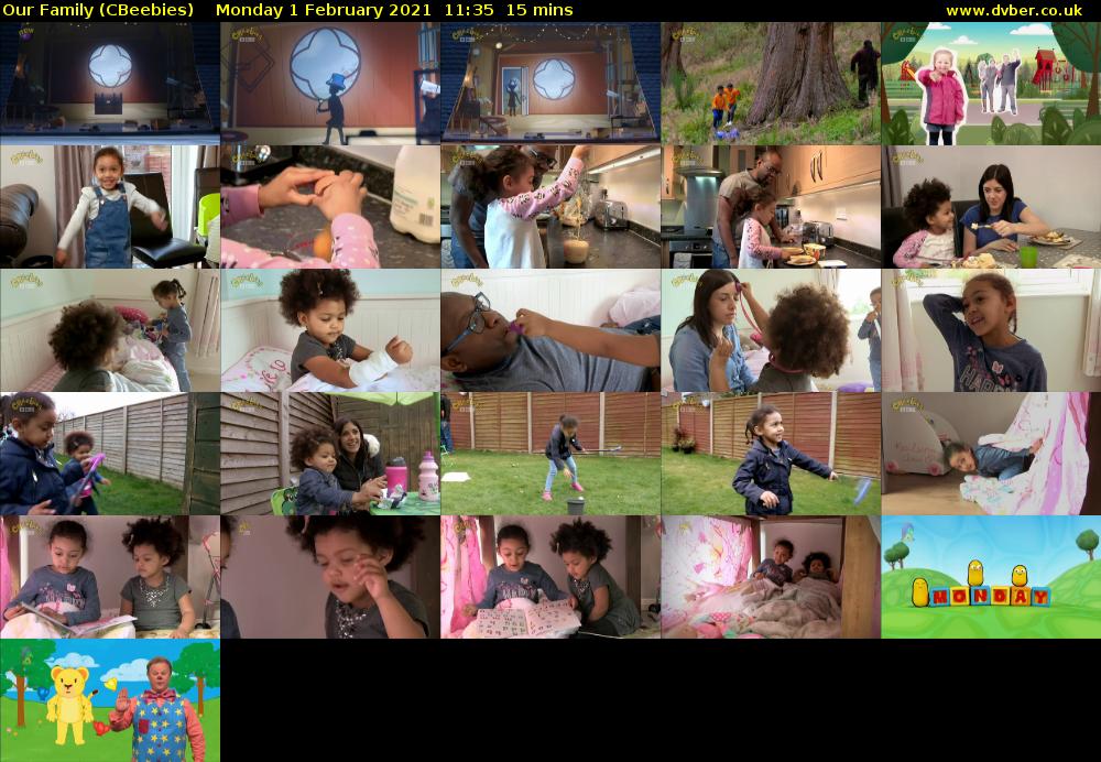Our Family (CBeebies) Monday 1 February 2021 11:35 - 11:50