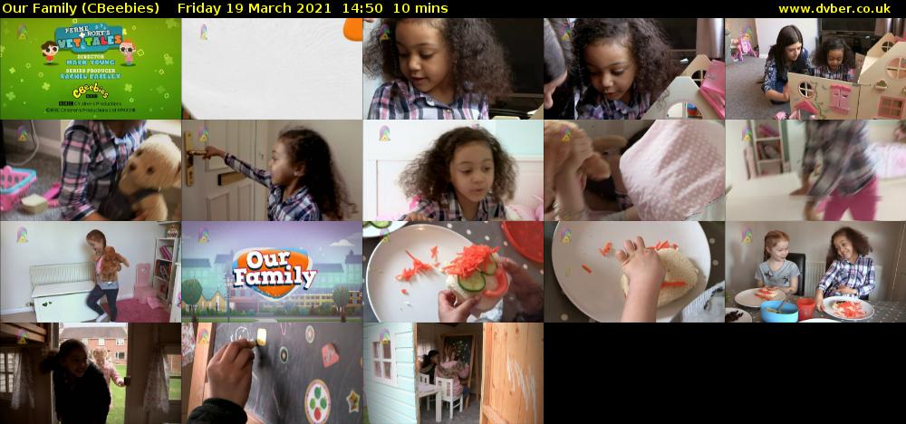 Our Family (CBeebies) Friday 19 March 2021 14:50 - 15:00