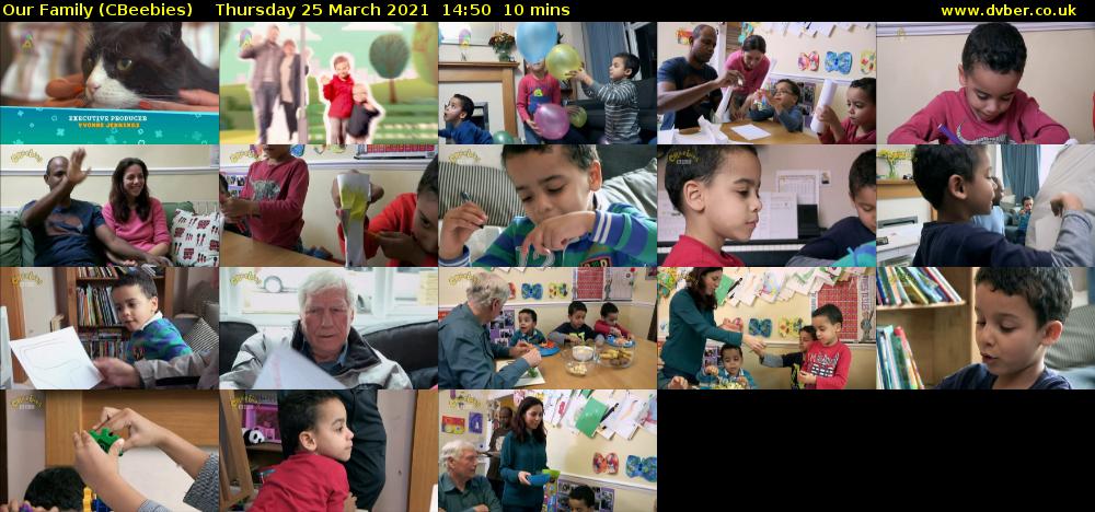 Our Family (CBeebies) Thursday 25 March 2021 14:50 - 15:00