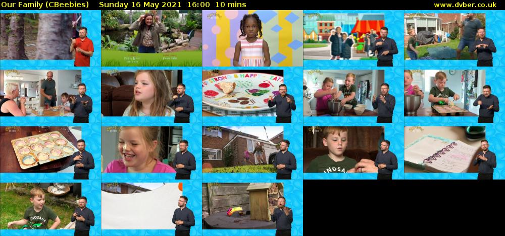 Our Family (CBeebies) Sunday 16 May 2021 16:00 - 16:10
