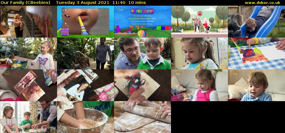 Our Family (CBeebies) Tuesday 3 August 2021 11:40 - 11:50