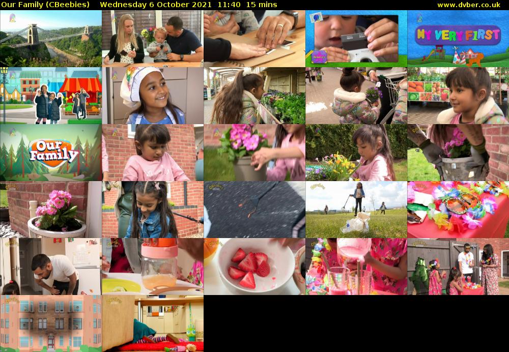 Our Family (CBeebies) Wednesday 6 October 2021 11:40 - 11:55