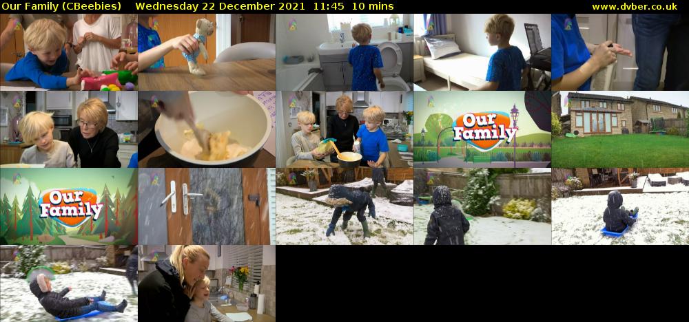 Our Family (CBeebies) Wednesday 22 December 2021 11:45 - 11:55