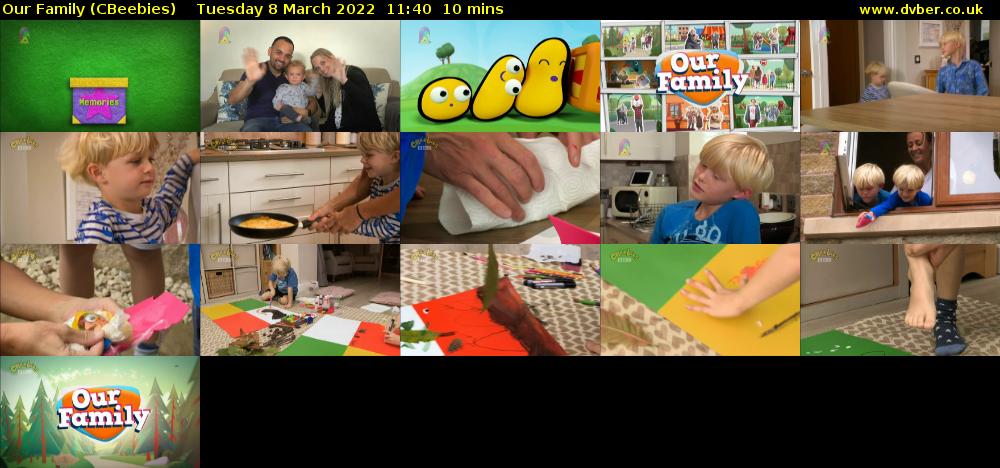 Our Family (CBeebies) Tuesday 8 March 2022 11:40 - 11:50