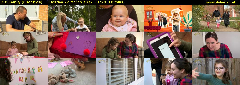 Our Family (CBeebies) Tuesday 22 March 2022 11:40 - 11:50
