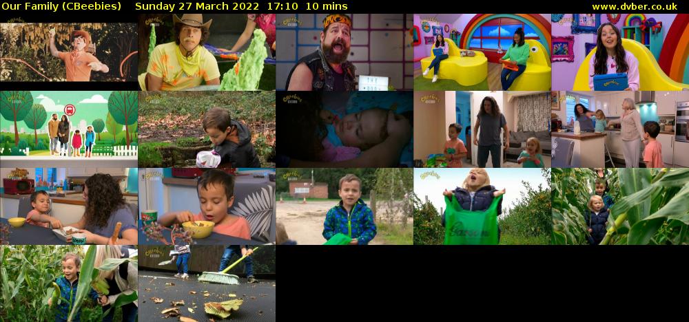 Our Family (CBeebies) Sunday 27 March 2022 17:10 - 17:20