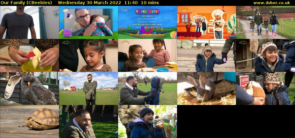 Our Family (CBeebies) Wednesday 30 March 2022 11:40 - 11:50