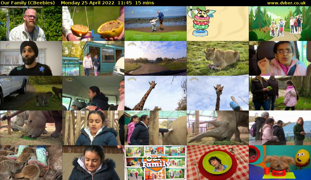 Our Family (CBeebies) Monday 25 April 2022 11:45 - 12:00