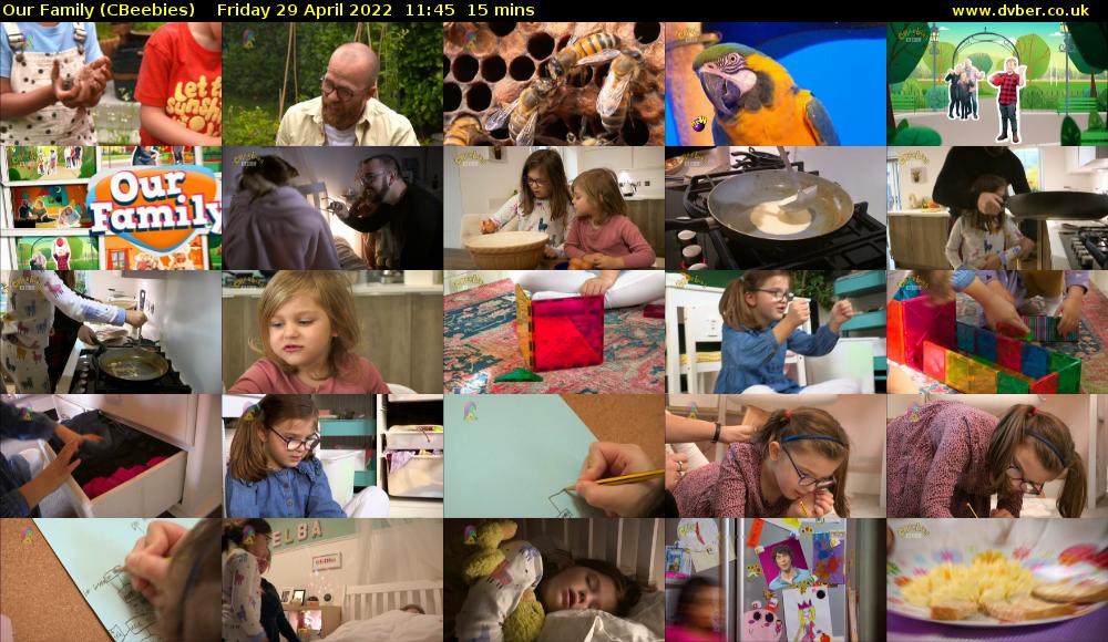 Our Family (CBeebies) Friday 29 April 2022 11:45 - 12:00