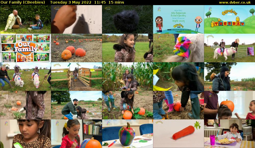 Our Family (CBeebies) Tuesday 3 May 2022 11:45 - 12:00