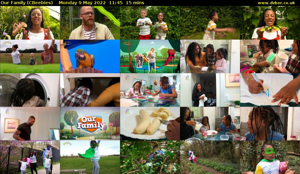 Our Family (CBeebies) Monday 9 May 2022 11:45 - 12:00