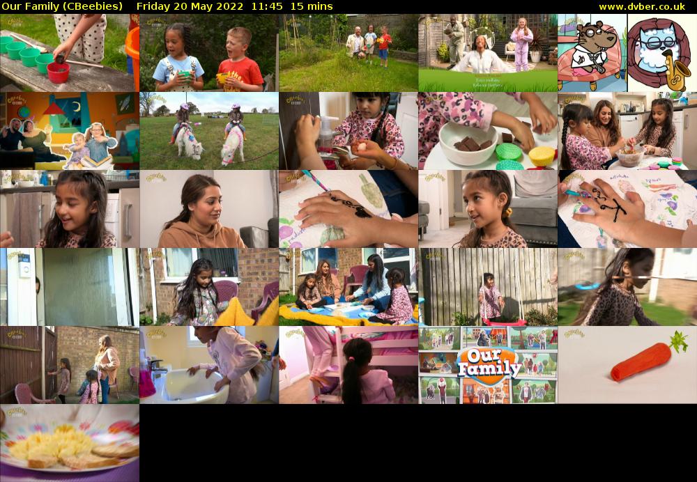 Our Family (CBeebies) Friday 20 May 2022 11:45 - 12:00