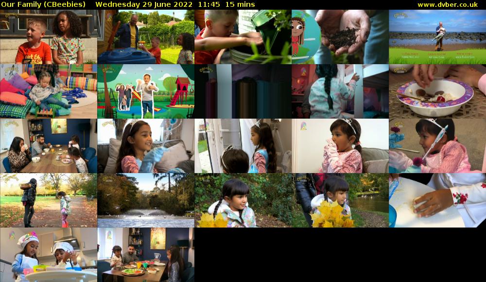 Our Family (CBeebies) Wednesday 29 June 2022 11:45 - 12:00