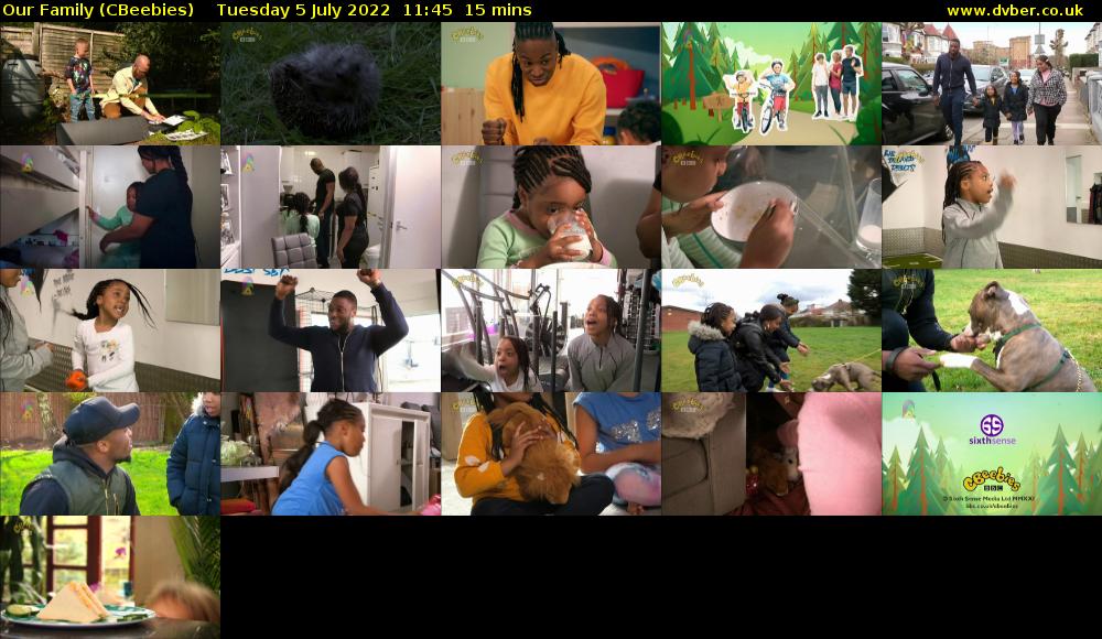 Our Family (CBeebies) Tuesday 5 July 2022 11:45 - 12:00