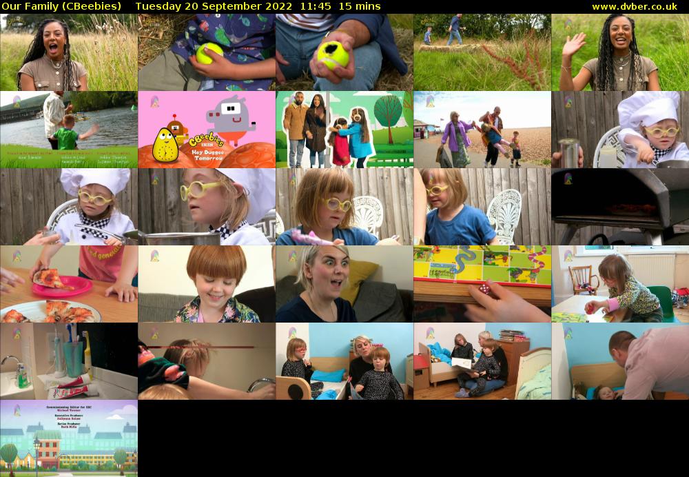 Our Family (CBeebies) Tuesday 20 September 2022 11:45 - 12:00