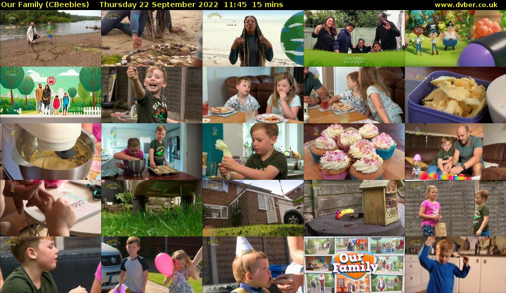Our Family (CBeebies) Thursday 22 September 2022 11:45 - 12:00