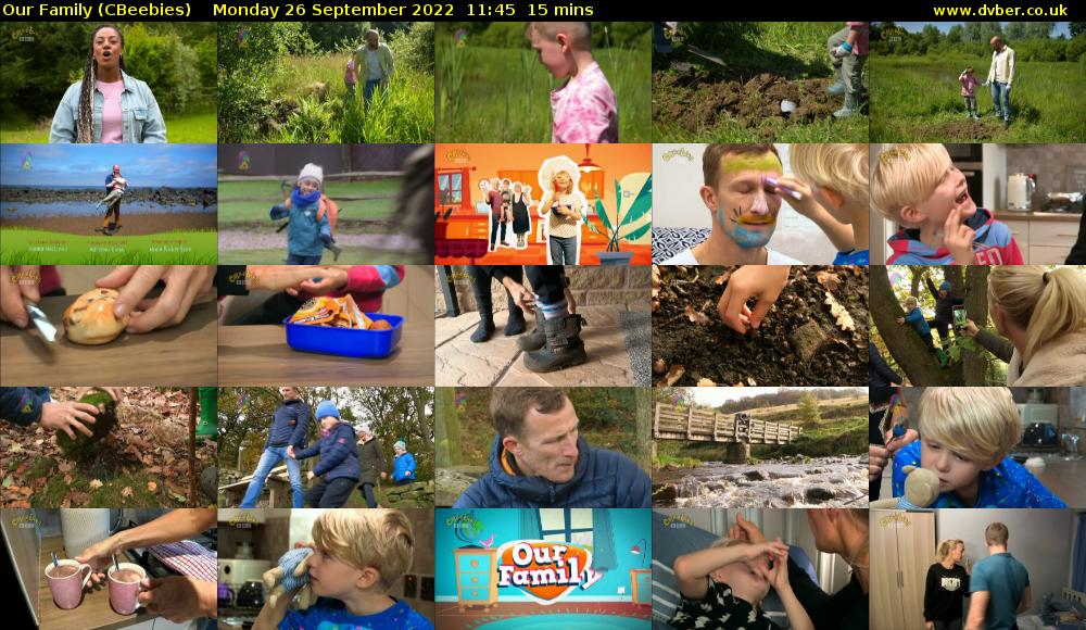 Our Family (CBeebies) Monday 26 September 2022 11:45 - 12:00