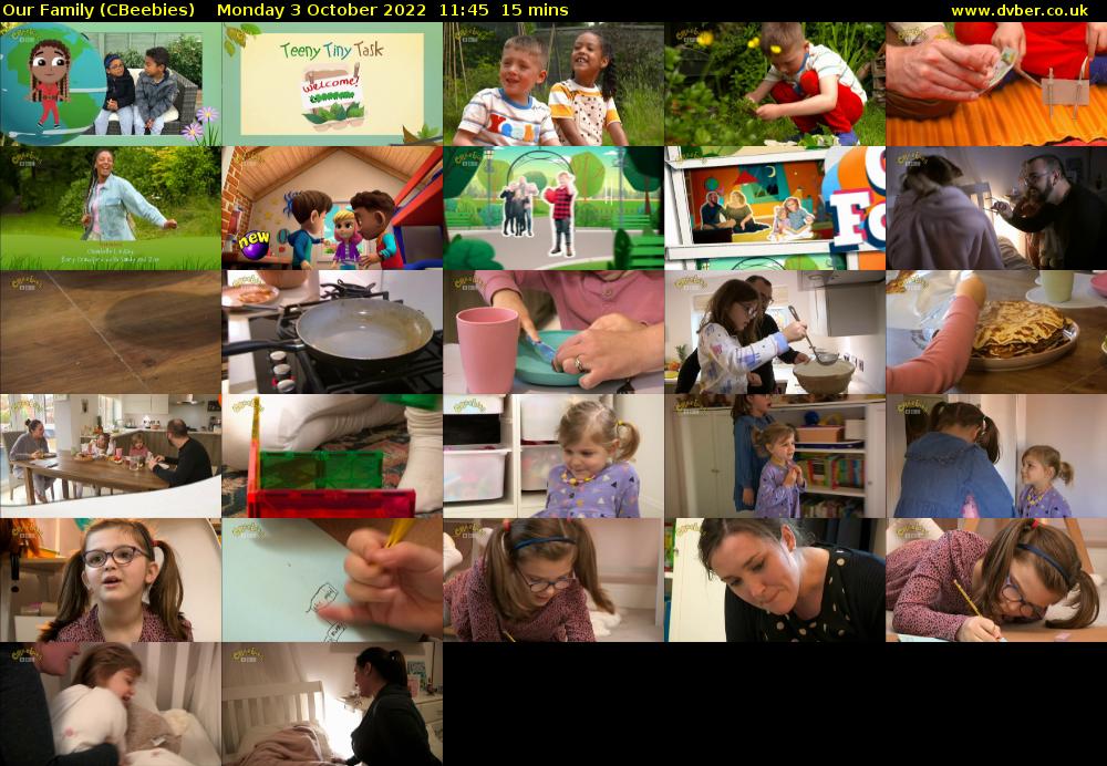 Our Family (CBeebies) Monday 3 October 2022 11:45 - 12:00