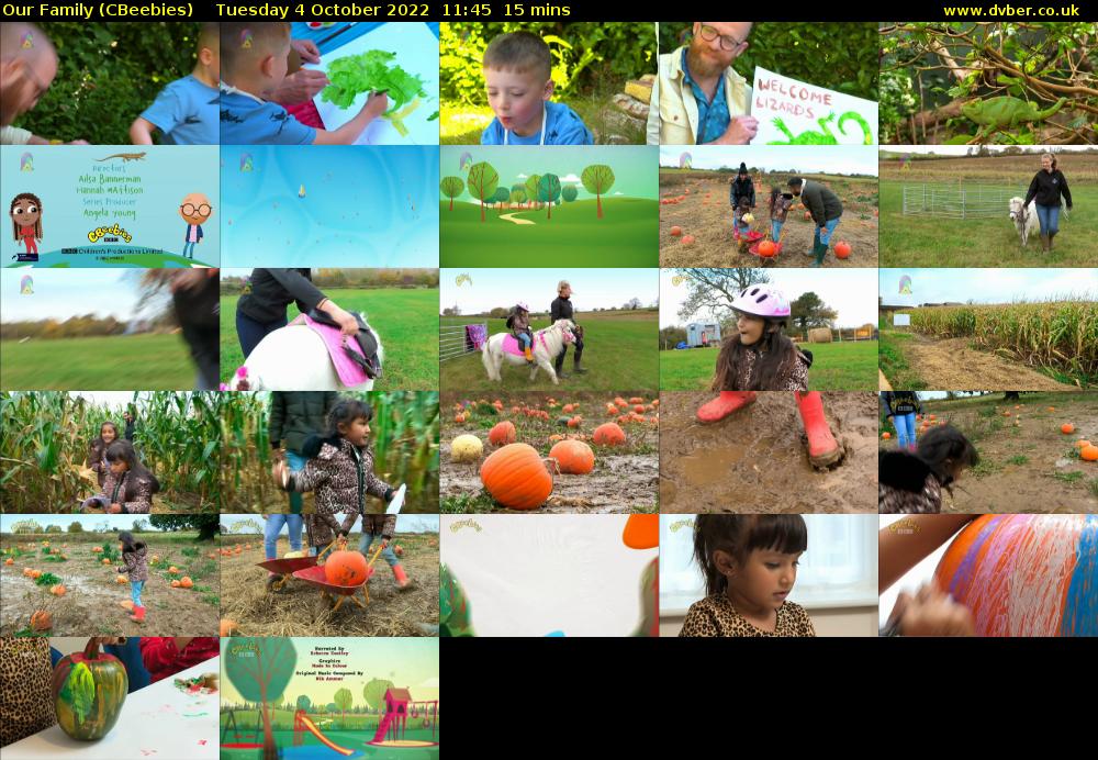 Our Family (CBeebies) Tuesday 4 October 2022 11:45 - 12:00