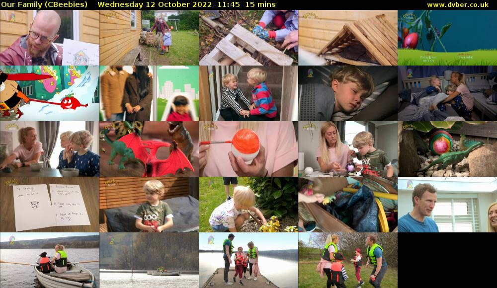 Our Family (CBeebies) Wednesday 12 October 2022 11:45 - 12:00