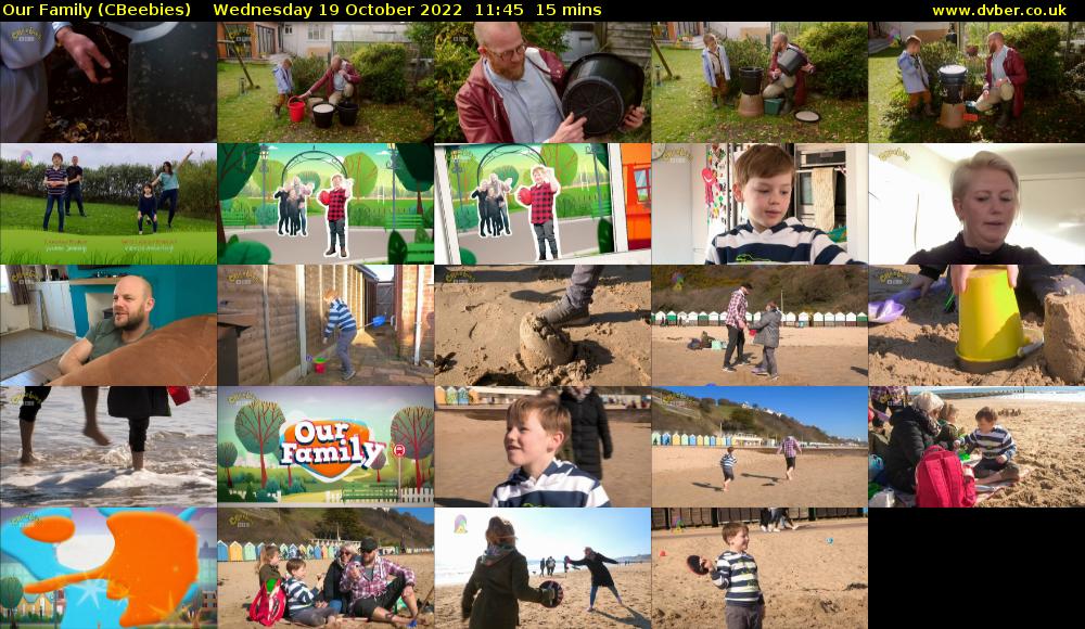 Our Family (CBeebies) Wednesday 19 October 2022 11:45 - 12:00