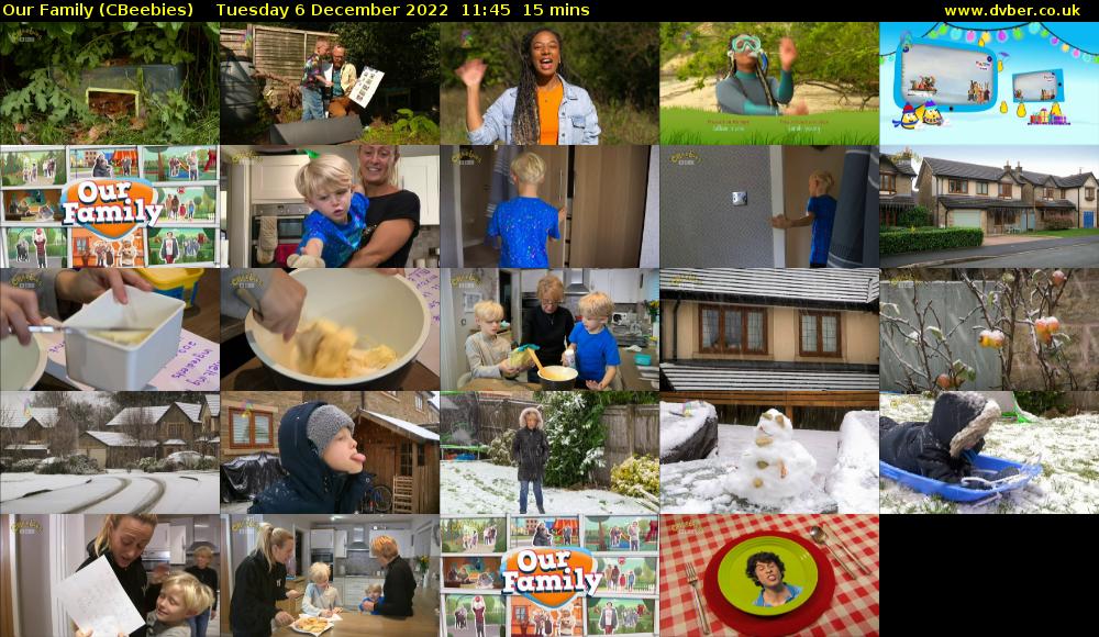 Our Family (CBeebies) Tuesday 6 December 2022 11:45 - 12:00