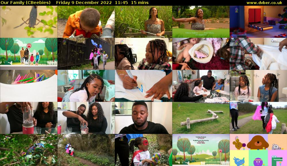 Our Family (CBeebies) Friday 9 December 2022 11:45 - 12:00