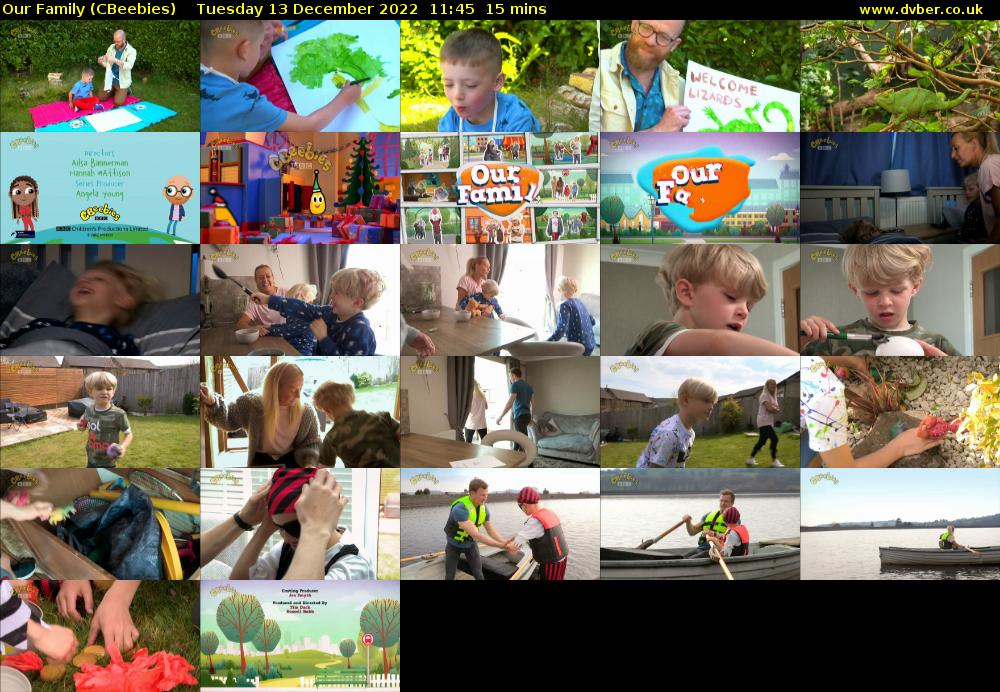 Our Family (CBeebies) Tuesday 13 December 2022 11:45 - 12:00