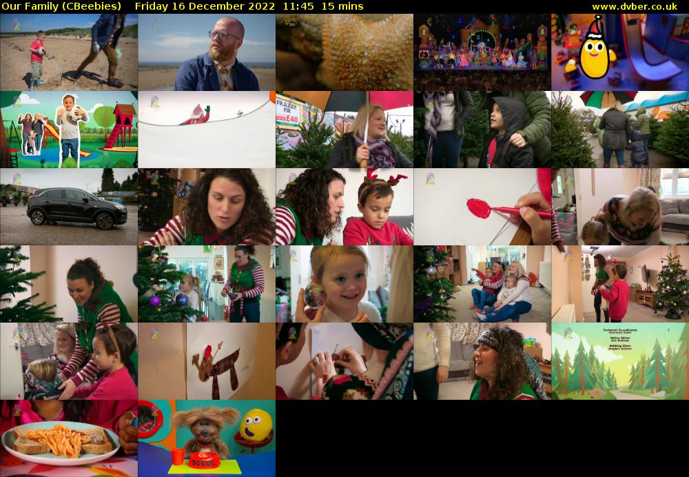 Our Family (CBeebies) Friday 16 December 2022 11:45 - 12:00