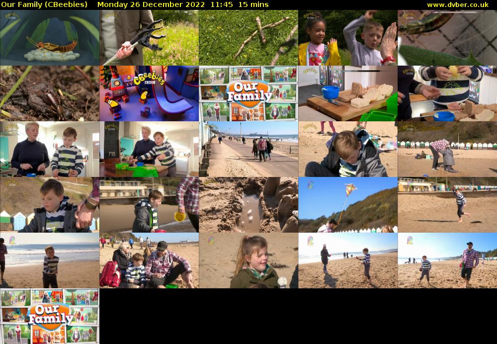 Our Family (CBeebies) Monday 26 December 2022 11:45 - 12:00