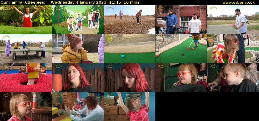 Our Family (CBeebies) Wednesday 4 January 2023 11:45 - 11:55