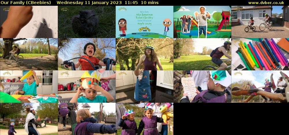 Our Family (CBeebies) Wednesday 11 January 2023 11:45 - 11:55