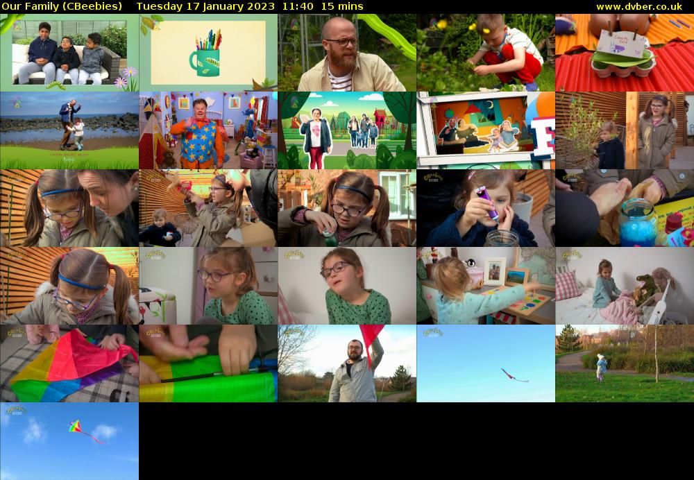 Our Family (CBeebies) Tuesday 17 January 2023 11:40 - 11:55