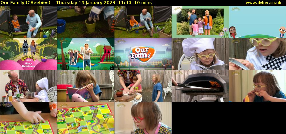 Our Family (CBeebies) Thursday 19 January 2023 11:40 - 11:50