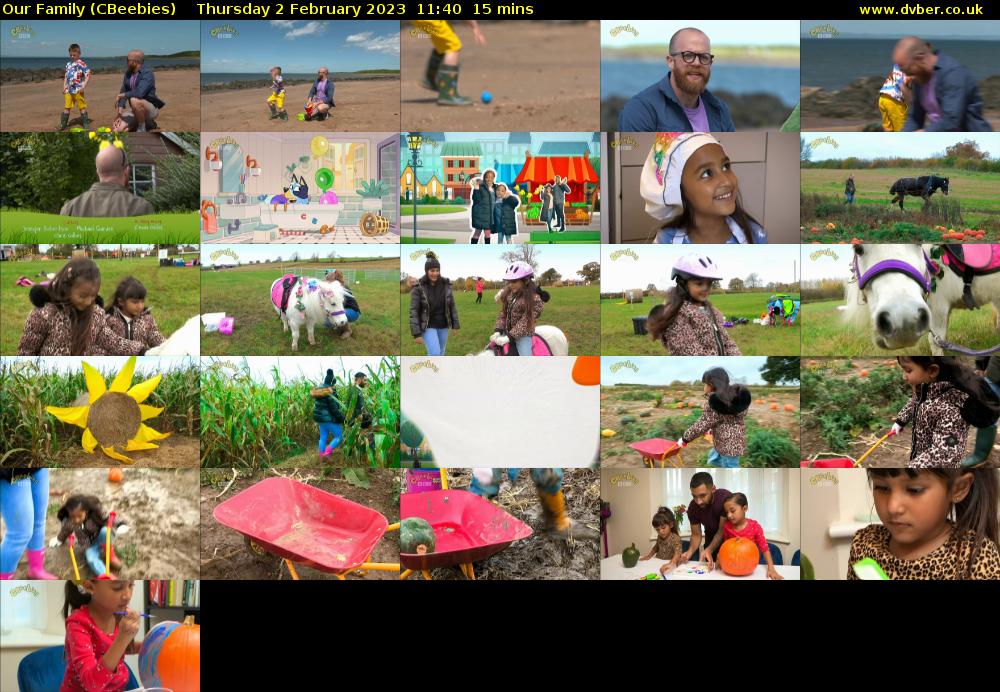 Our Family (CBeebies) Thursday 2 February 2023 11:40 - 11:55