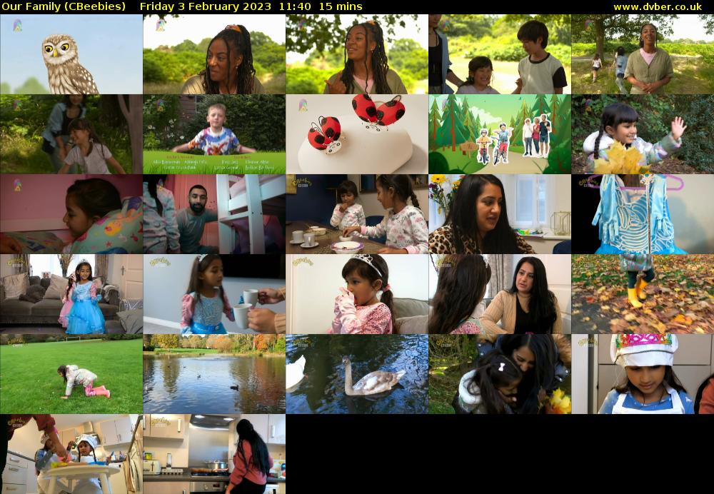 Our Family (CBeebies) Friday 3 February 2023 11:40 - 11:55