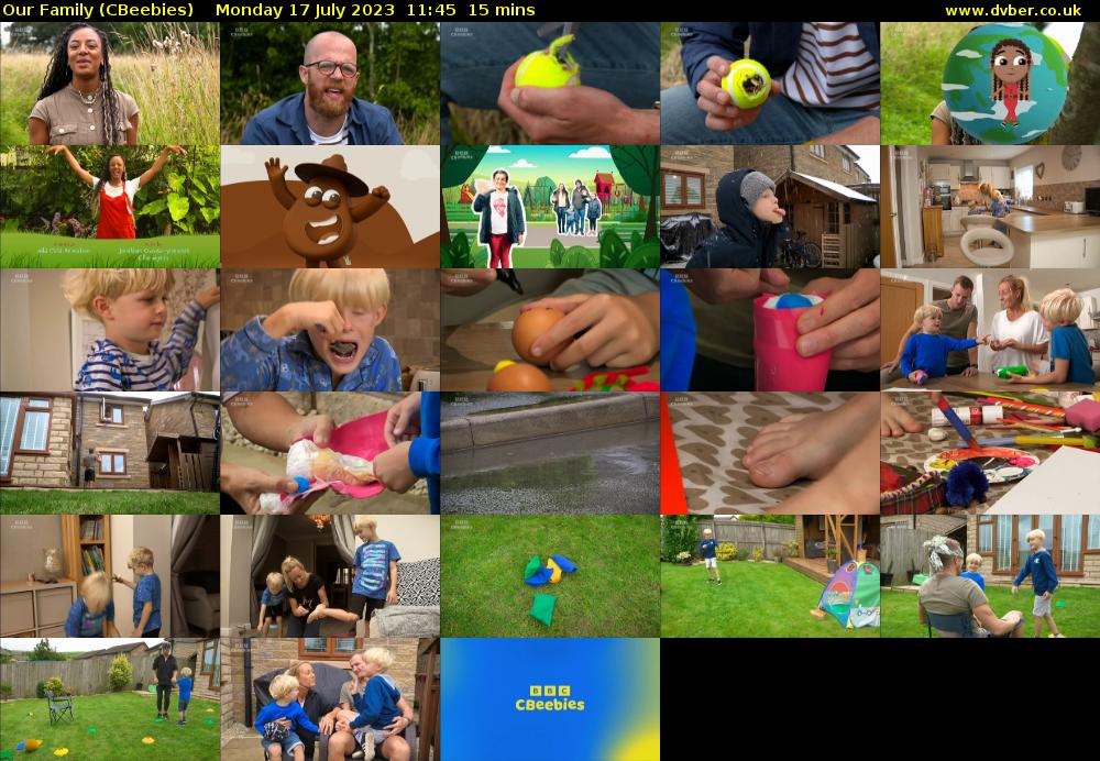 Our Family (CBeebies) Monday 17 July 2023 11:45 - 12:00