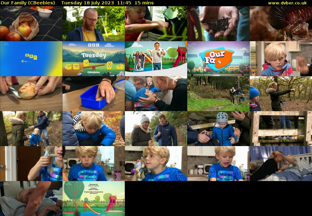 Our Family (CBeebies) Tuesday 18 July 2023 11:45 - 12:00