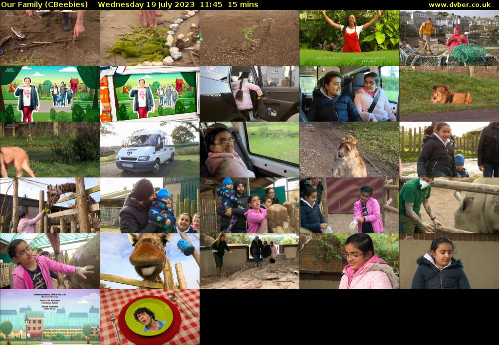 Our Family (CBeebies) Wednesday 19 July 2023 11:45 - 12:00