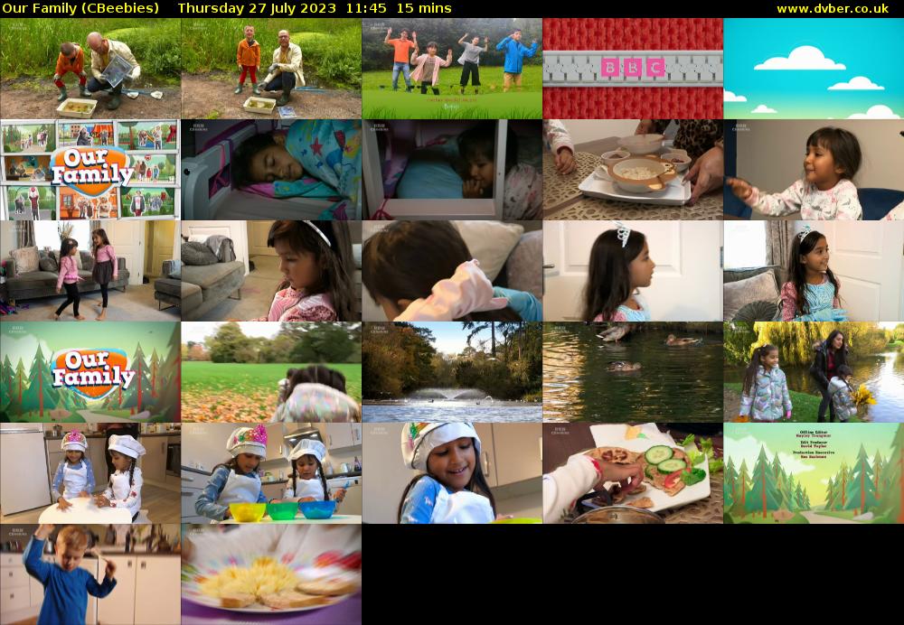 Our Family (CBeebies) Thursday 27 July 2023 11:45 - 12:00