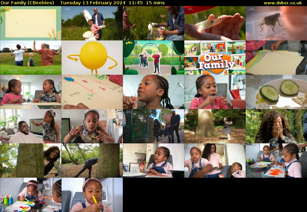 Our Family (CBeebies) Tuesday 13 February 2024 11:45 - 12:00
