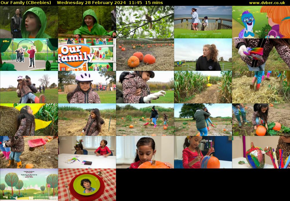 Our Family (CBeebies) Wednesday 28 February 2024 11:45 - 12:00